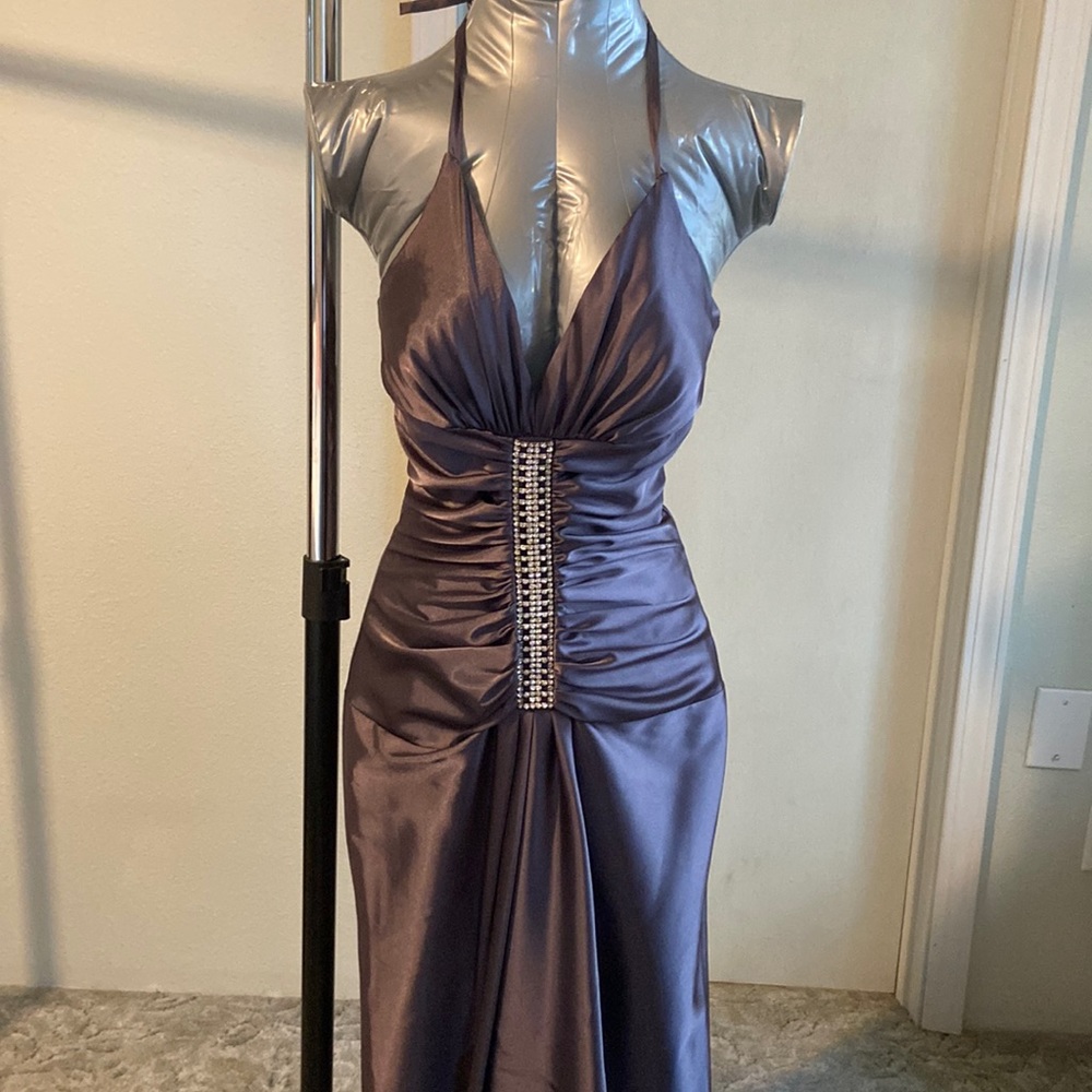 Pewter metallic formal dress